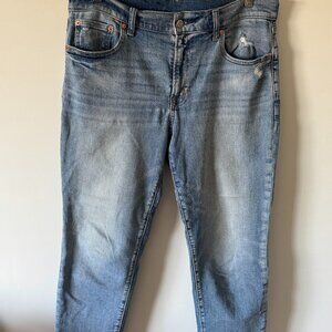 GAP Girlfriend Mid-Rise Medium-Wash Distressed Ankle Jeans